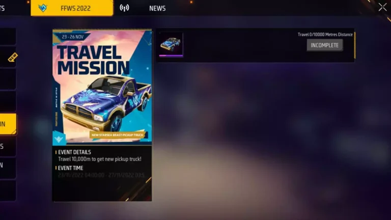 Travel 10000 M and Get Free New Starsea Beast Truck In Free Fire