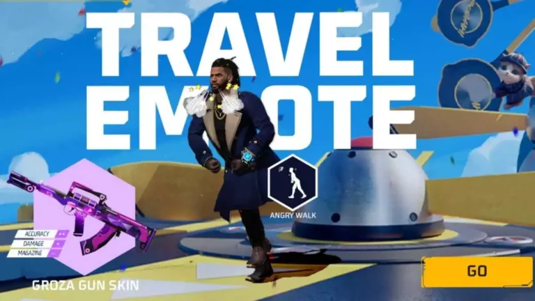 How To Get Angry Walk Travel Emote and Groza Gun Skin In Free Fire Max