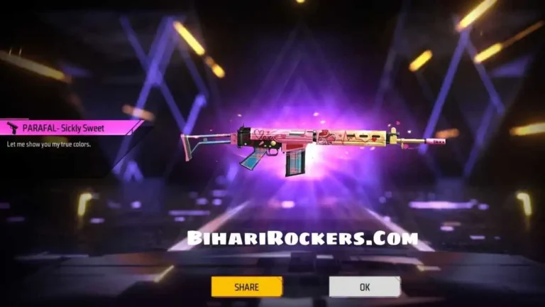 How To Get Sickly Sweet Parafal Gun Skin From Weapon Royale In Free Fire Max 2023
